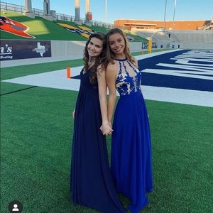 Blue high neck prom/homecoming dress